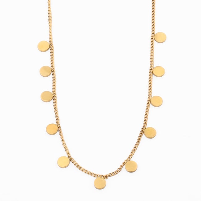 Collier chaîne à pampilles en acier inoxydable doré <span itemprop=