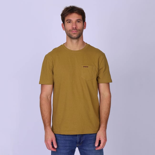 T-shirt poche poitrine camel <span itemprop=