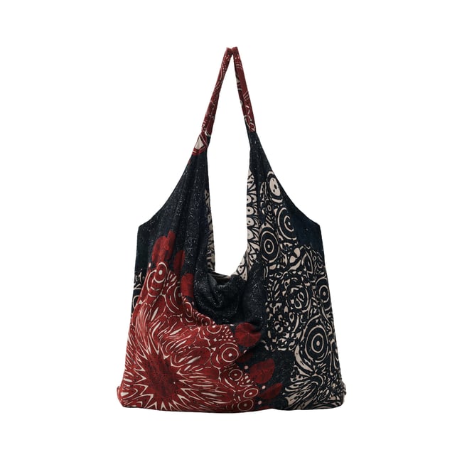 grand sac imprimé vintage noir <span itemprop=