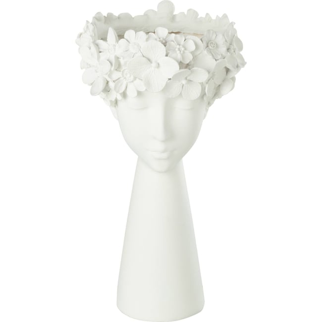 Cache-pot visage fleuri Couleur blanc <span itemprop=