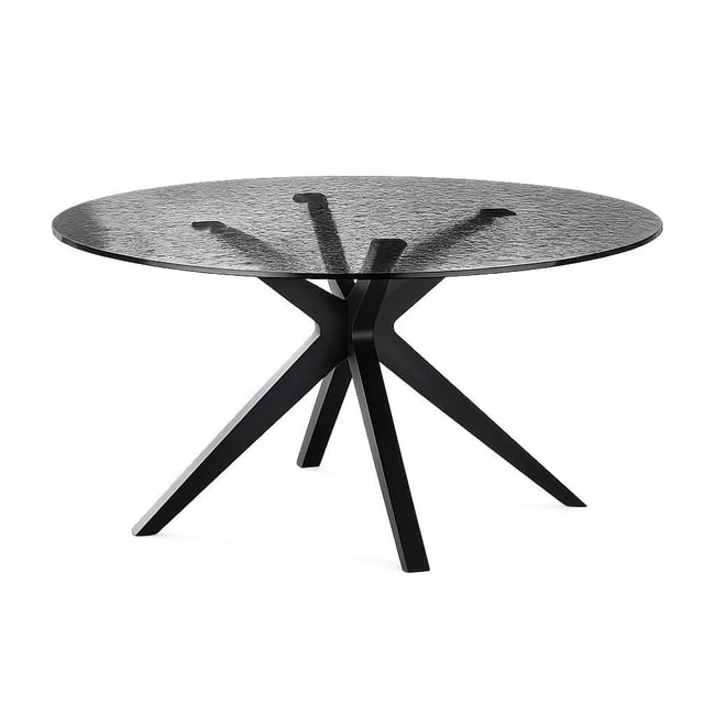 Table à manger ronde en verre ondulé Ø140 cm ALBA Couleur gris <span itemprop=