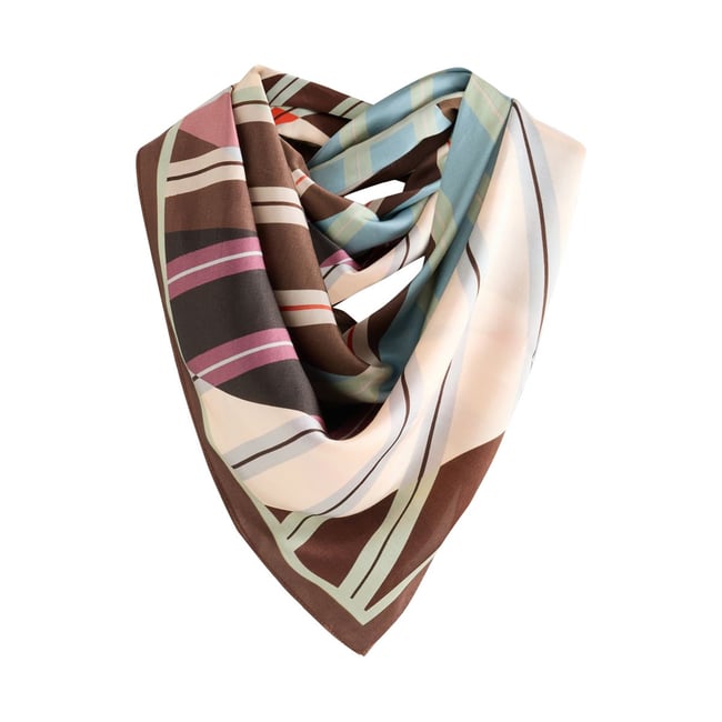Foulard carré léger géométrique marron <span itemprop=