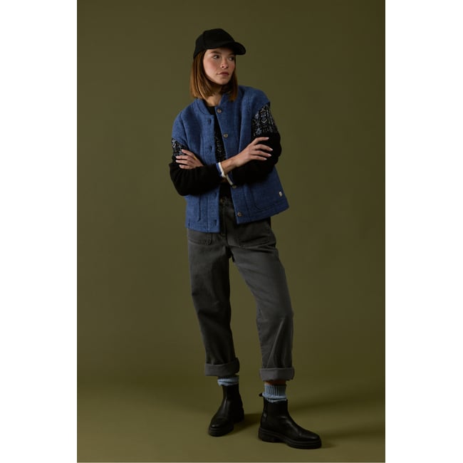 Jean taille élastique - coton denim gris <span itemprop=
