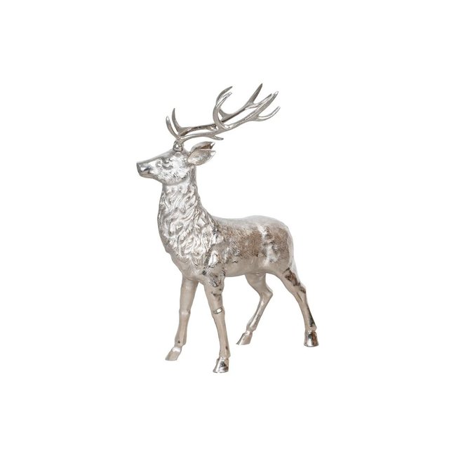 Très grand Cerf sur pied en aluminium Couleur argenté <span itemprop=
