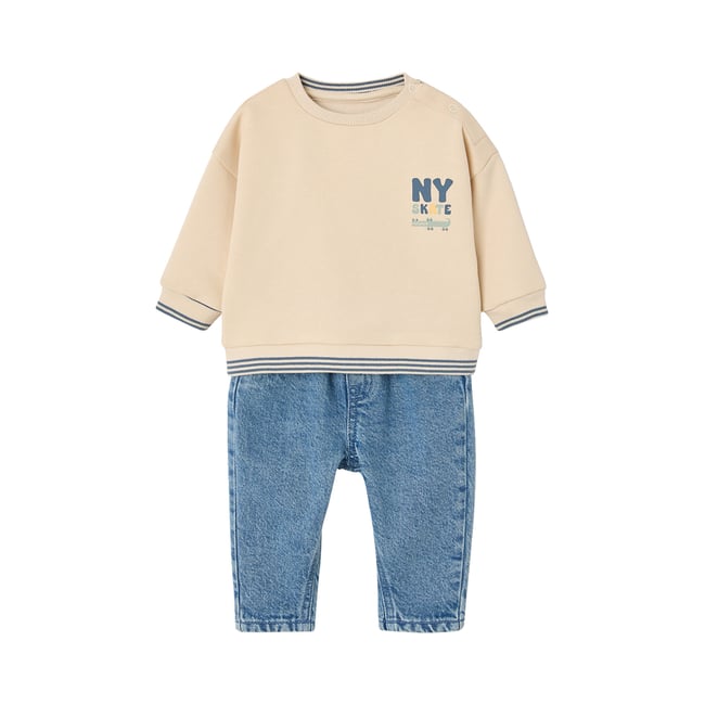 Ensemble sweat et pantalon écru <span itemprop=