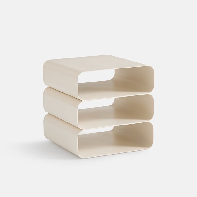 Bout de canapé 3 niches, en métal acier, AMUA Couleur beige <span itemprop=