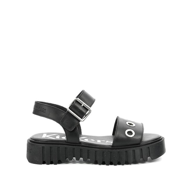Sandali in pelle KickFany con perforazioni nero KICKERS