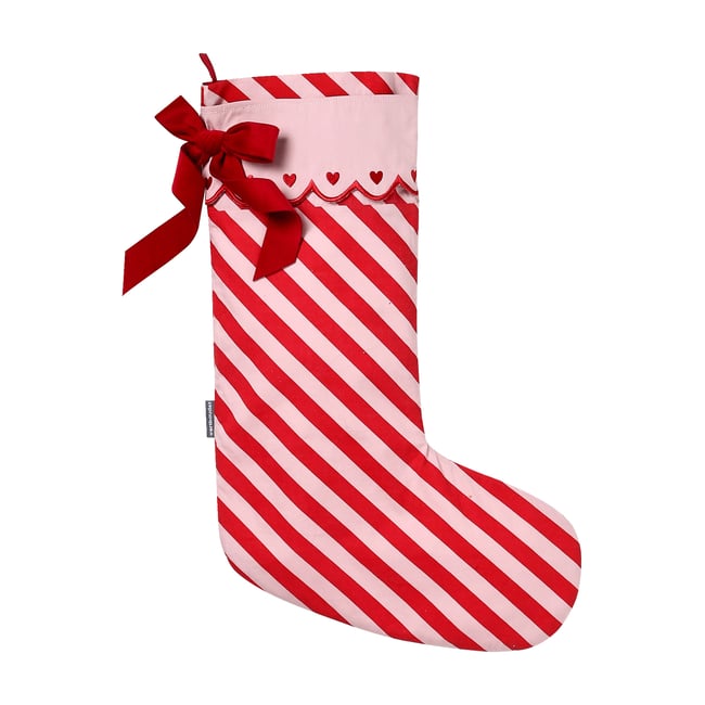 Chaussette rayée à feston Couleur rouge <span itemprop=