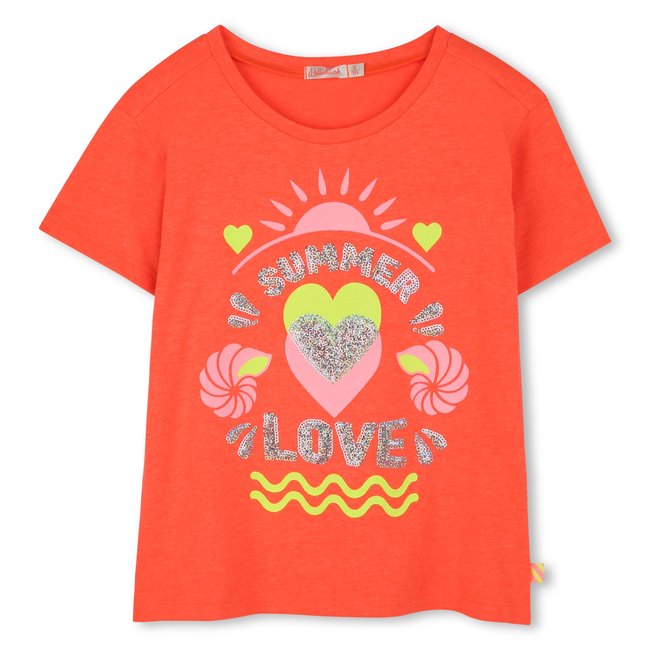 T-shirt à manches courtes corail fluo <span itemprop=
