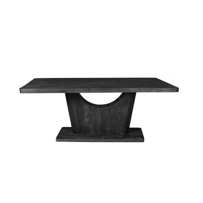 Table à manger 8 places en bois, pied ouvert ARCANA Couleur bois noir <span itemprop=
