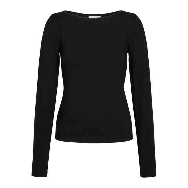 T-shirt manches longues Viscose noir <span itemprop=