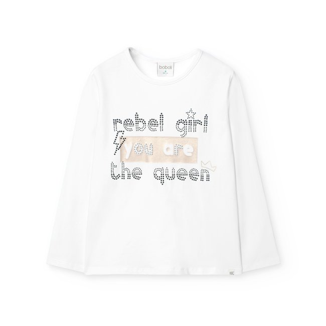 T-shirt en coton à manches longues blanc <span itemprop=
