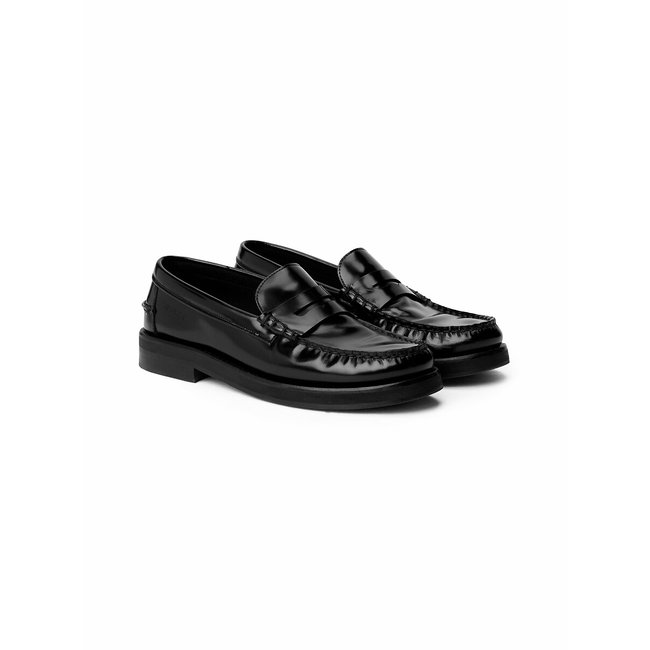 Mocassins classiques en cuir  noir <span itemprop=