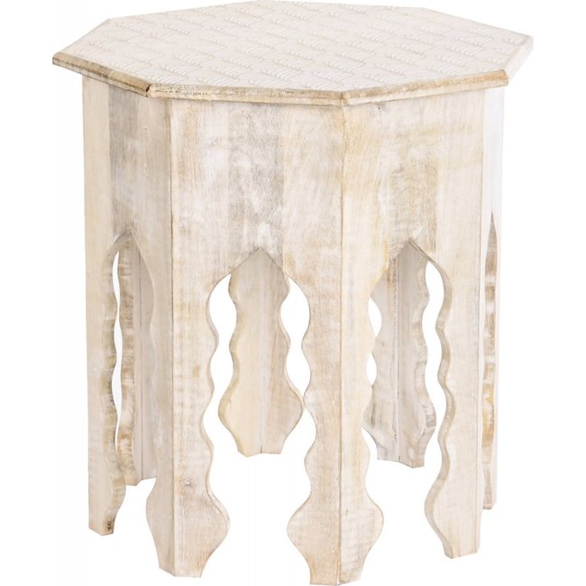 Table d'appoint en bois, Urban pikoh Couleur manguier effet vieilli aux notes blanc cassé <span itemprop=