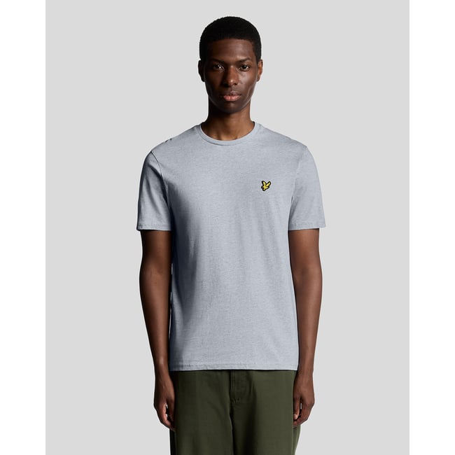 T-shirt en coton col rond gris clair chiné <span itemprop=