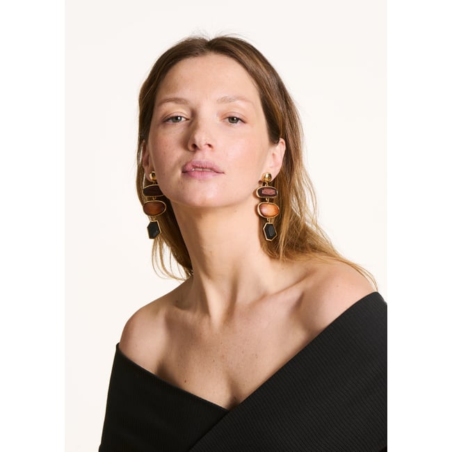 Boucles d'oreilles pendantes bois bois <span itemprop=