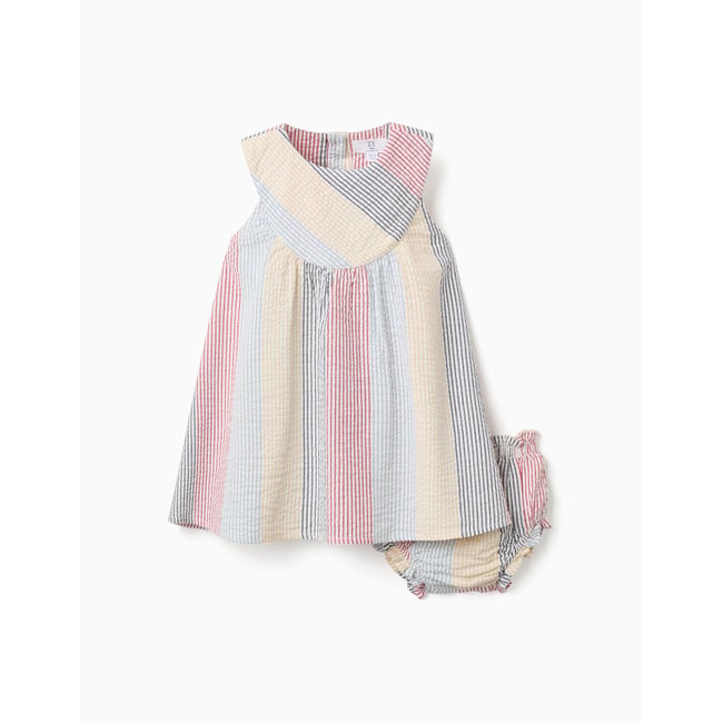 Robe sans manches en coton à rayures You&Me rouge <span itemprop=
