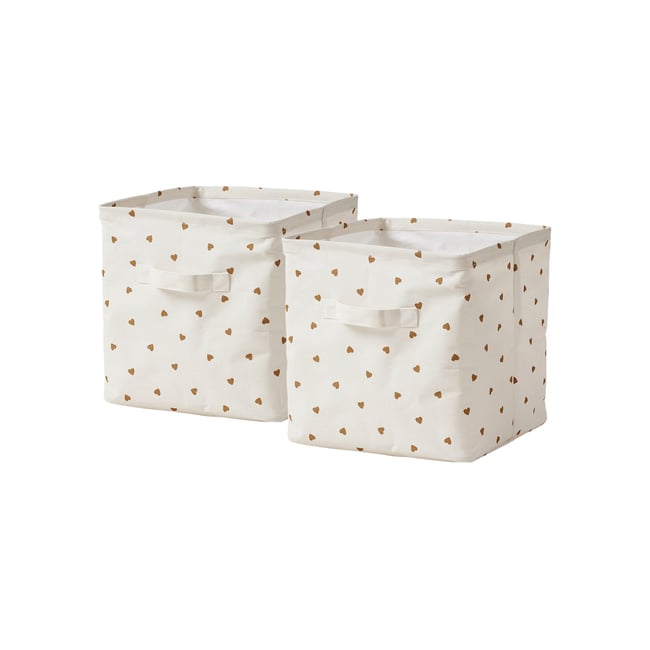 Lot de 2 bacs de rangement Couleur blanc imprimé <span itemprop=