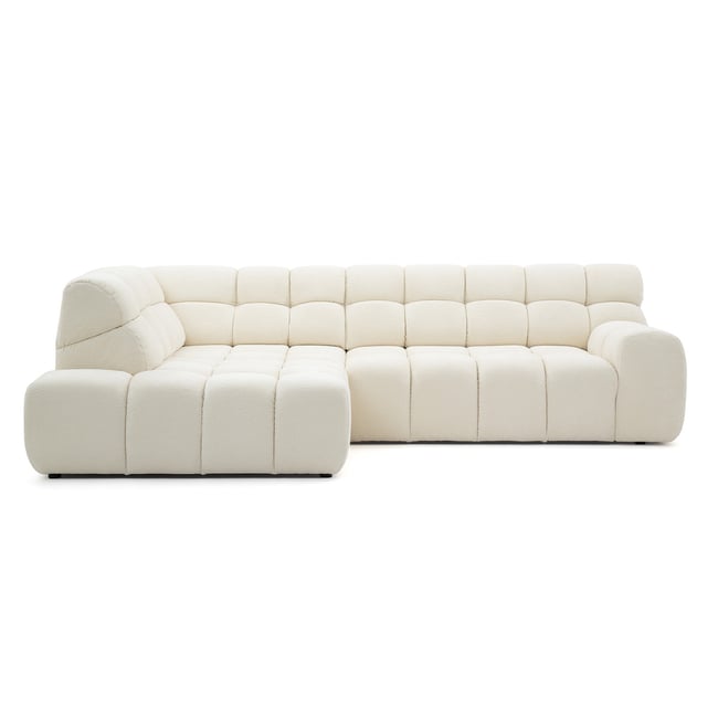 Canapé d'angle convertible 4 places en tissu chenille, ANDRE - BOBOCHIC