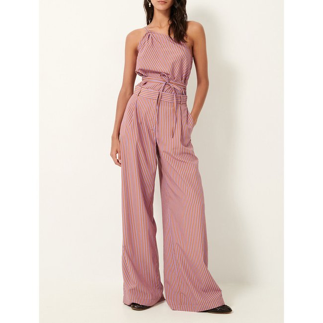 Provencia striped pleated trousers with wide leg, pink, SESSUN