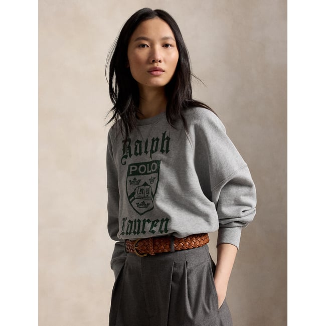 Rundhals-Sweatshirt mit Wappenprint grau <span itemprop=