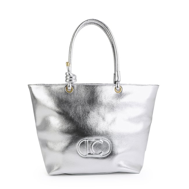 Cabas en cuir métallisé avec logo embossé - LOLA CASADEMUNT