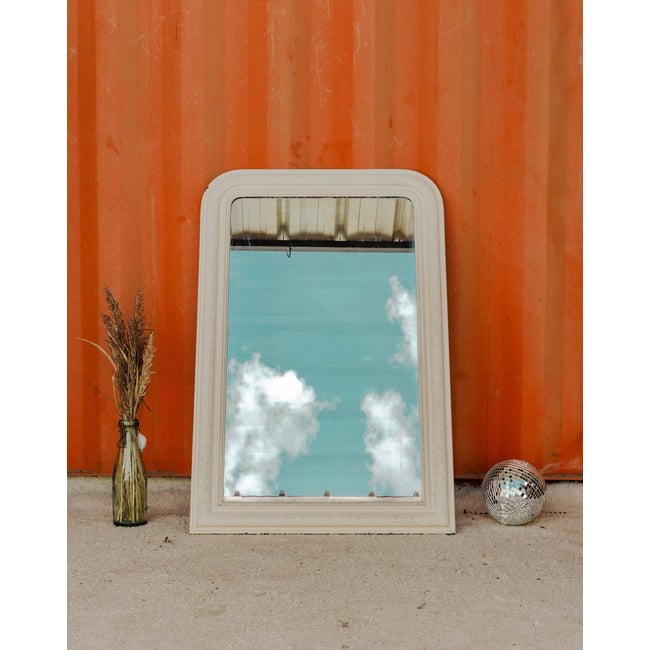 Miroir Louis-Philippe en bois écru Georges N°1235 - Bon état Couleur ecru <span itemprop=