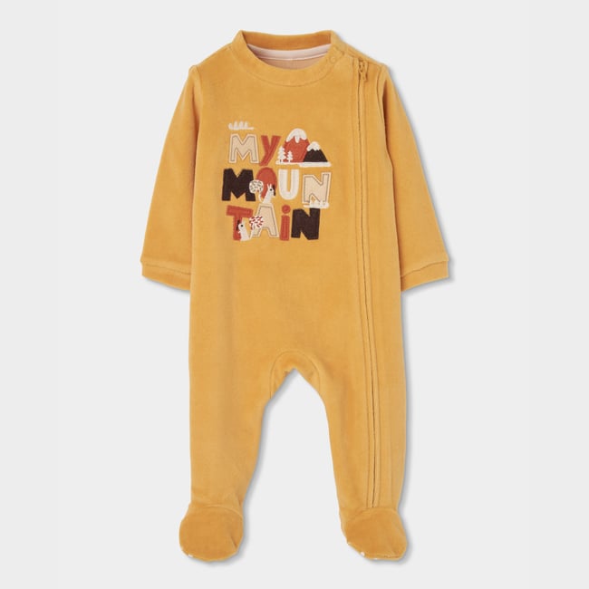 Combipilote bébé imprimé montagne jaune <span itemprop=