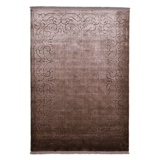 Tapis tissé main en viscose et laine vierge Couleur marron <span itemprop=