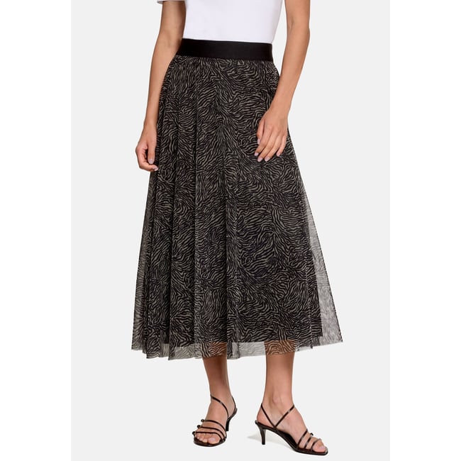 Jupe longueur midi à motifs cream/black <span itemprop=