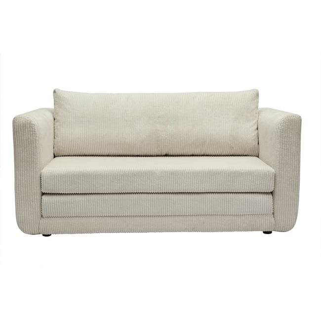 Canapé convertible 2 places en tissu velours côtelé beige LEON Couleur beige <span itemprop=
