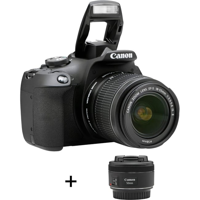 Appareil photo Reflex EOS 2000D + EF-S 18-55 IS II + EF 50mm noir <span itemprop=