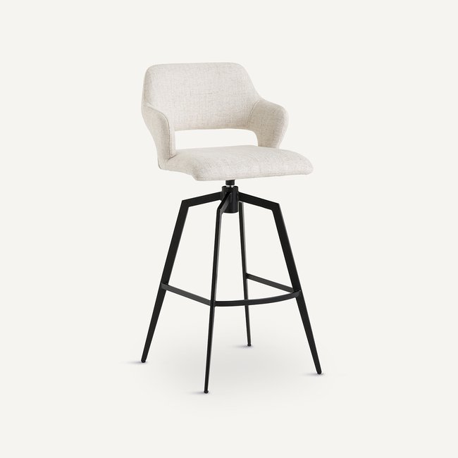 Fauteuil de bar pivotant toile nattée, Asyar Couleur ficelle <span itemprop=