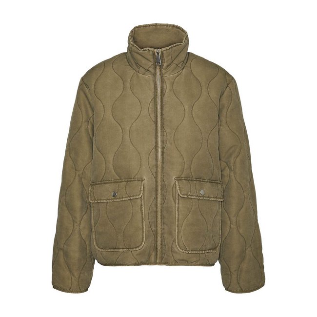 Chaqueta acolchada, cuello alto marrón <span itemprop=