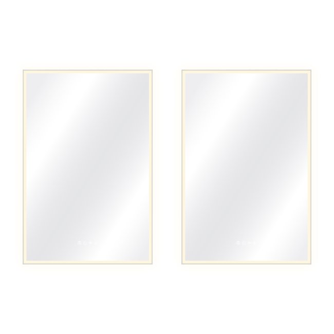 Lot de 2 miroirs lumineux LED anti-buée, NEO FRAME Couleur argent <span itemprop=