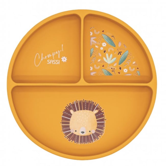 Assiette compartimentée en silicone avec ventouse ANIMAUX ANIMAUX orange <span itemprop=