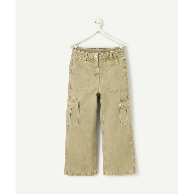 Pantalon large cargo kaki <span itemprop=
