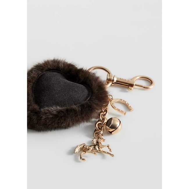 Porte-clés perles combinées chocolat <span itemprop=