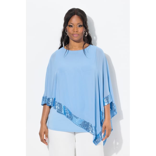 Blouse avec voile en mousseline. Encolure - ULLA POPKEN