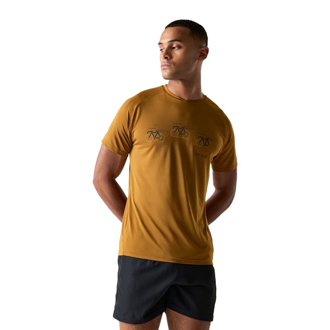T-shirt motif/style vélo TECH jaune <span itemprop=