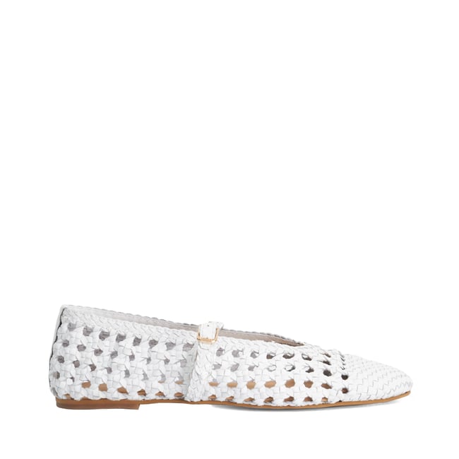 Babies en cuir tressé - HAZELLA white-leather <span itemprop=