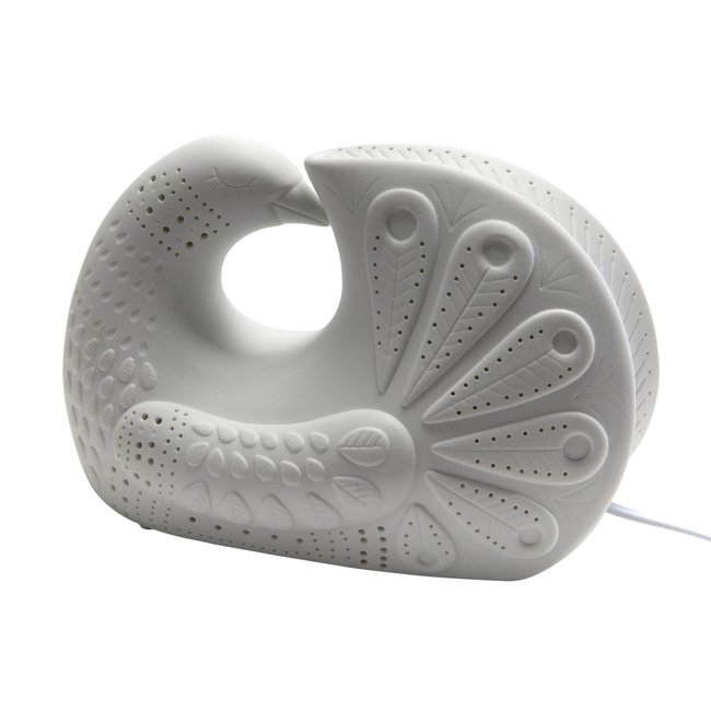Lampe petit paon blanc <span itemprop=