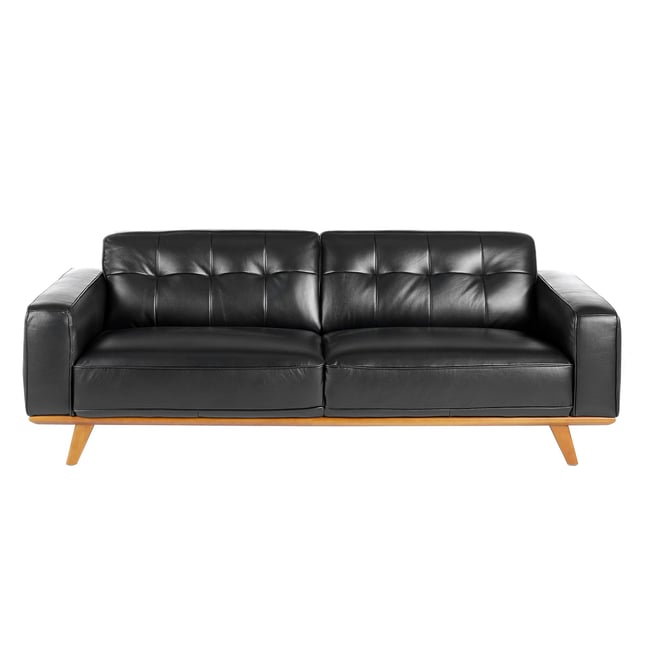 Canapé en cuir capitonné Couleur noyer | noir <span itemprop=