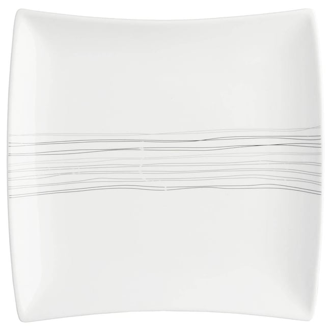 Lot de 6 assiettes à dessert carrées en céramique LIGNES Couleur blanc <span itemprop=