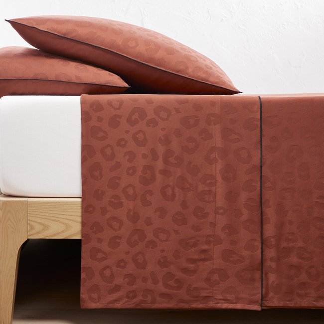 Thelma Leopard Print 100% Cotton Satin 300 Thread Count Flat Sheet leopard print LA REDOUTE INTERIEURS