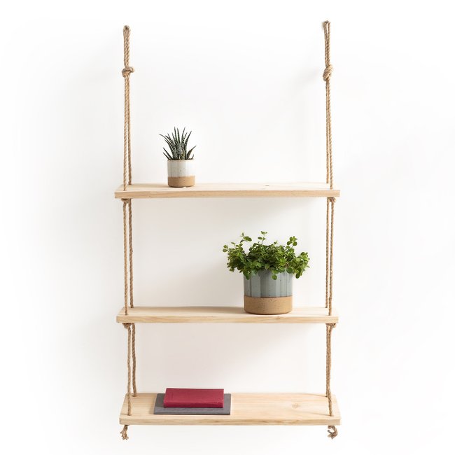 Wandregal Maréo mit 2 Böden, Kiefer/Sisal, B. 60 cm natur <span itemprop=