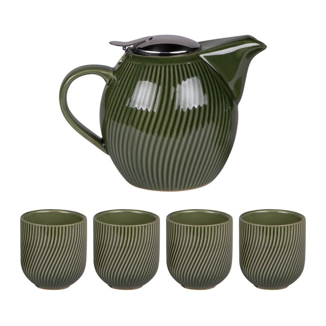 Coffret théière 0,9L avec 4 gobelets Mao vert <span itemprop=