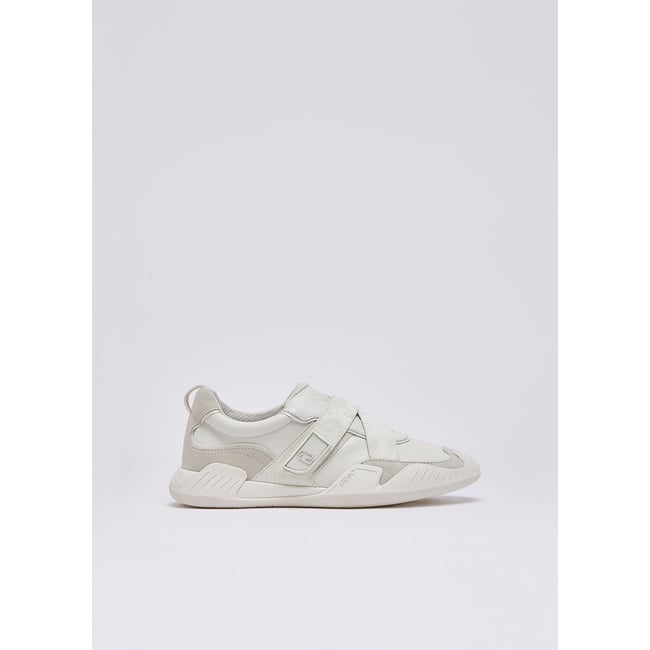Baskets en cuir avec velcro blanc lait <span itemprop=
