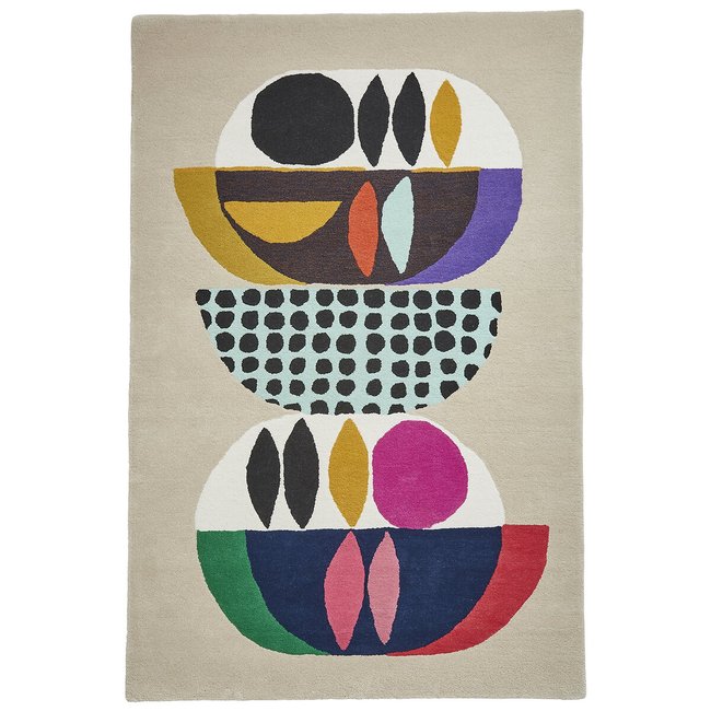 Inaluxe Neon Multi Coloured Geometric Patterned Rug in 100% Wool, multi-coloured, SO'HOME