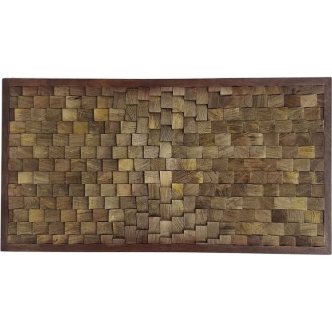 Tête de lit en bois à relief 3d Couleur bois foncé <span itemprop=